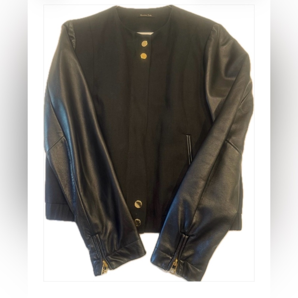 Cotton/leather Massimo Dutti jacket w/gold buttons. Size M. Very good condition
